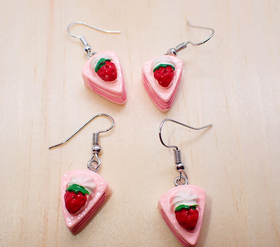 Strawberry cake Slice Drop Earrings