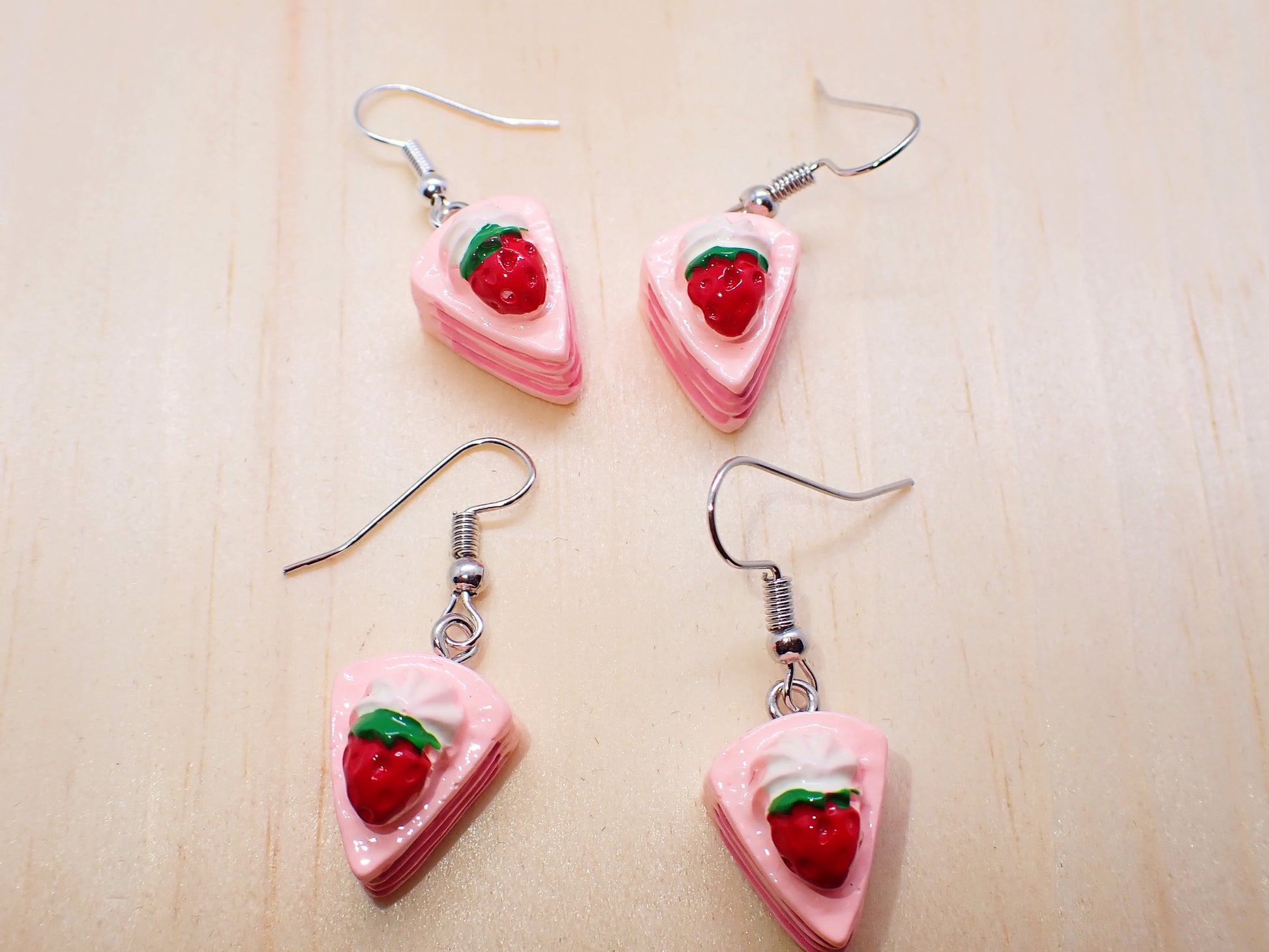 Strawberry cake Slice Drop Earrings