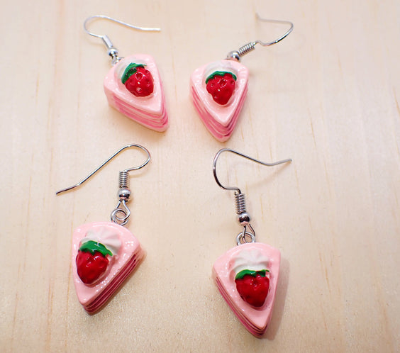 Strawberry cake Slice Drop Earrings