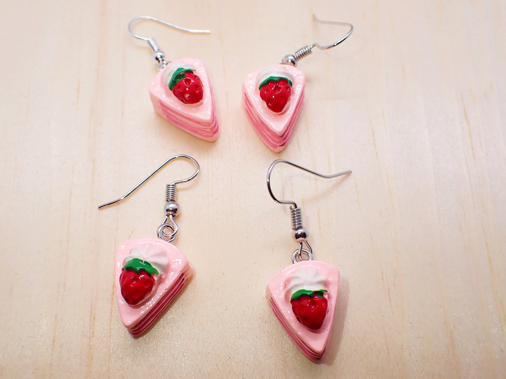 Strawberry cake Slice Drop Earrings