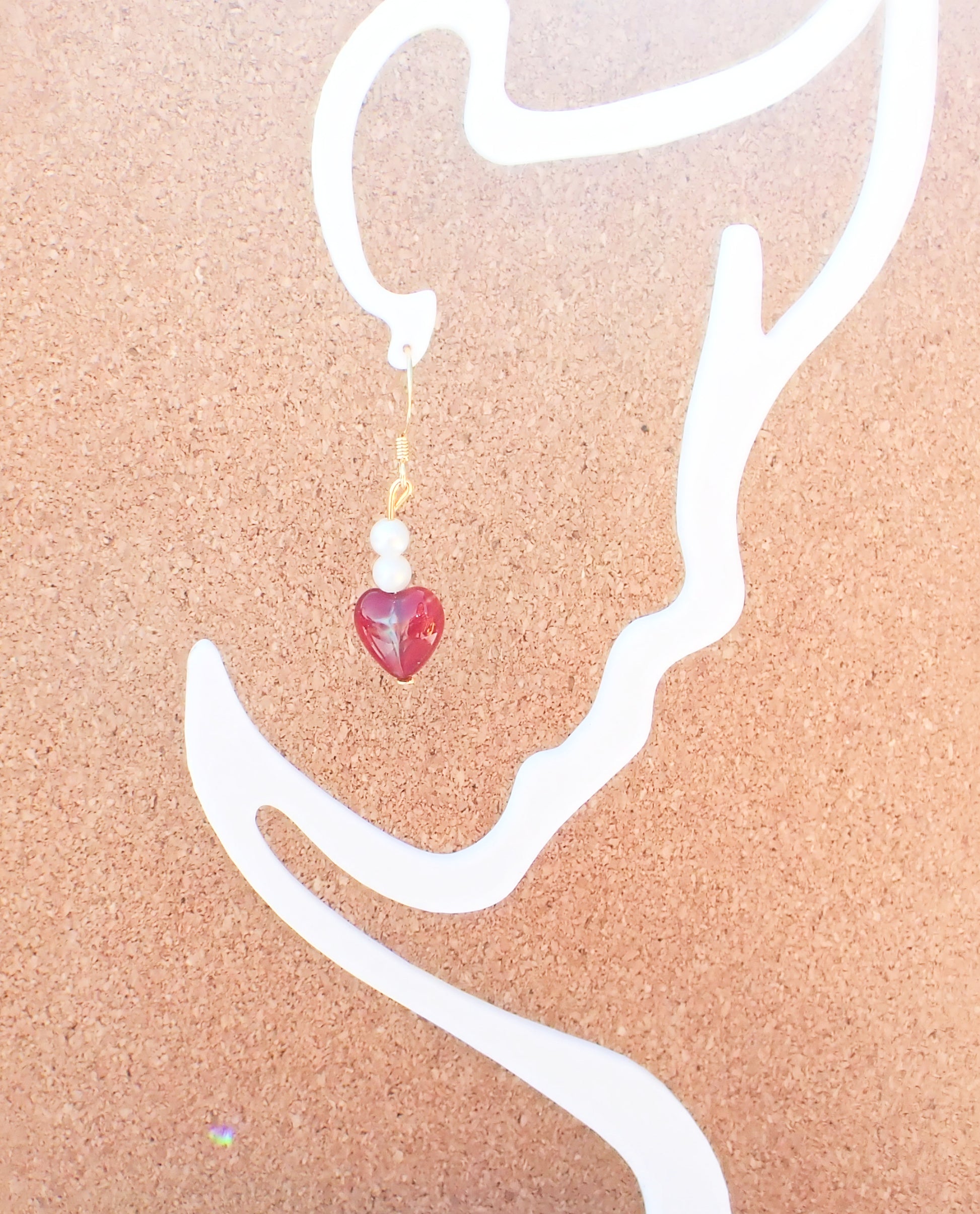 Stained Glass and Beads Heart Earrings