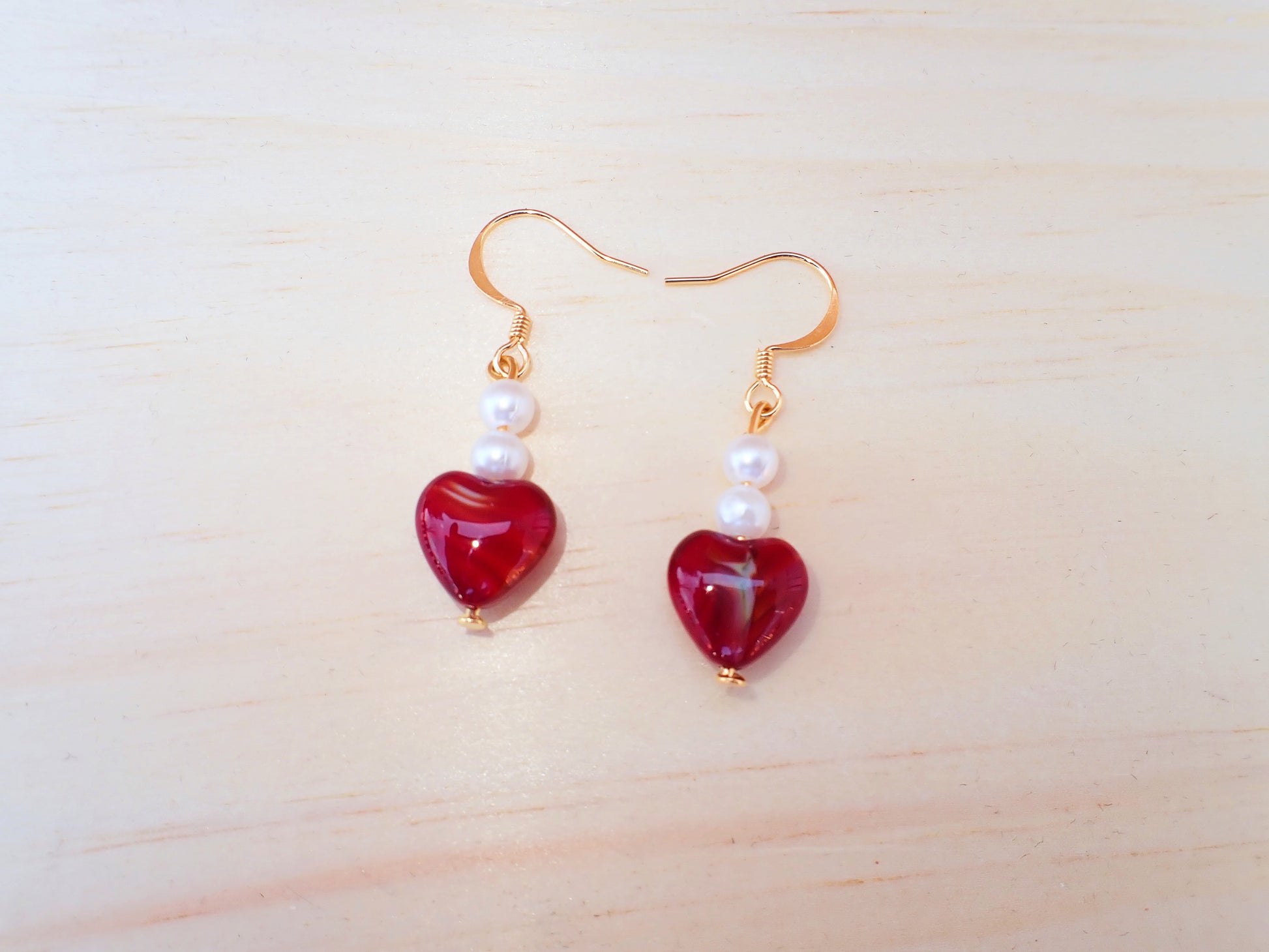 Stained Glass and Beads Heart Earrings