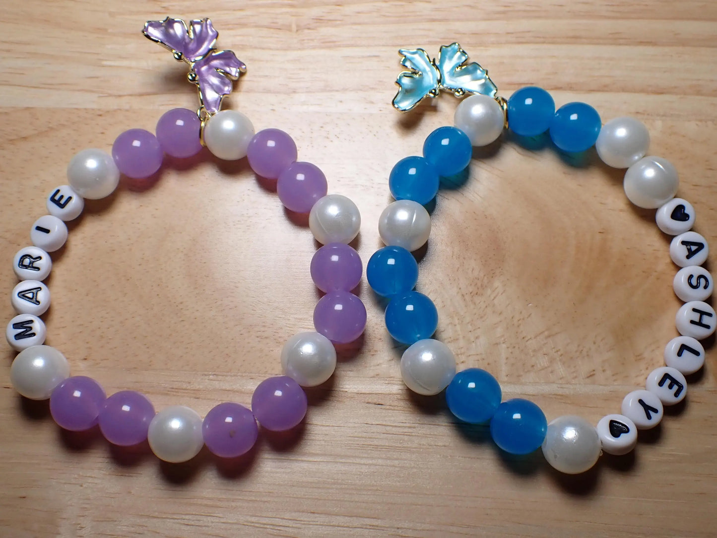 Personalized butterfly name bracelets