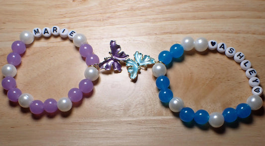 Personalized butterfly name bracelets