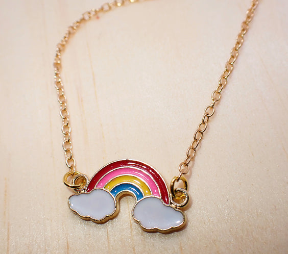 Gold Rainbow Pendant Necklace