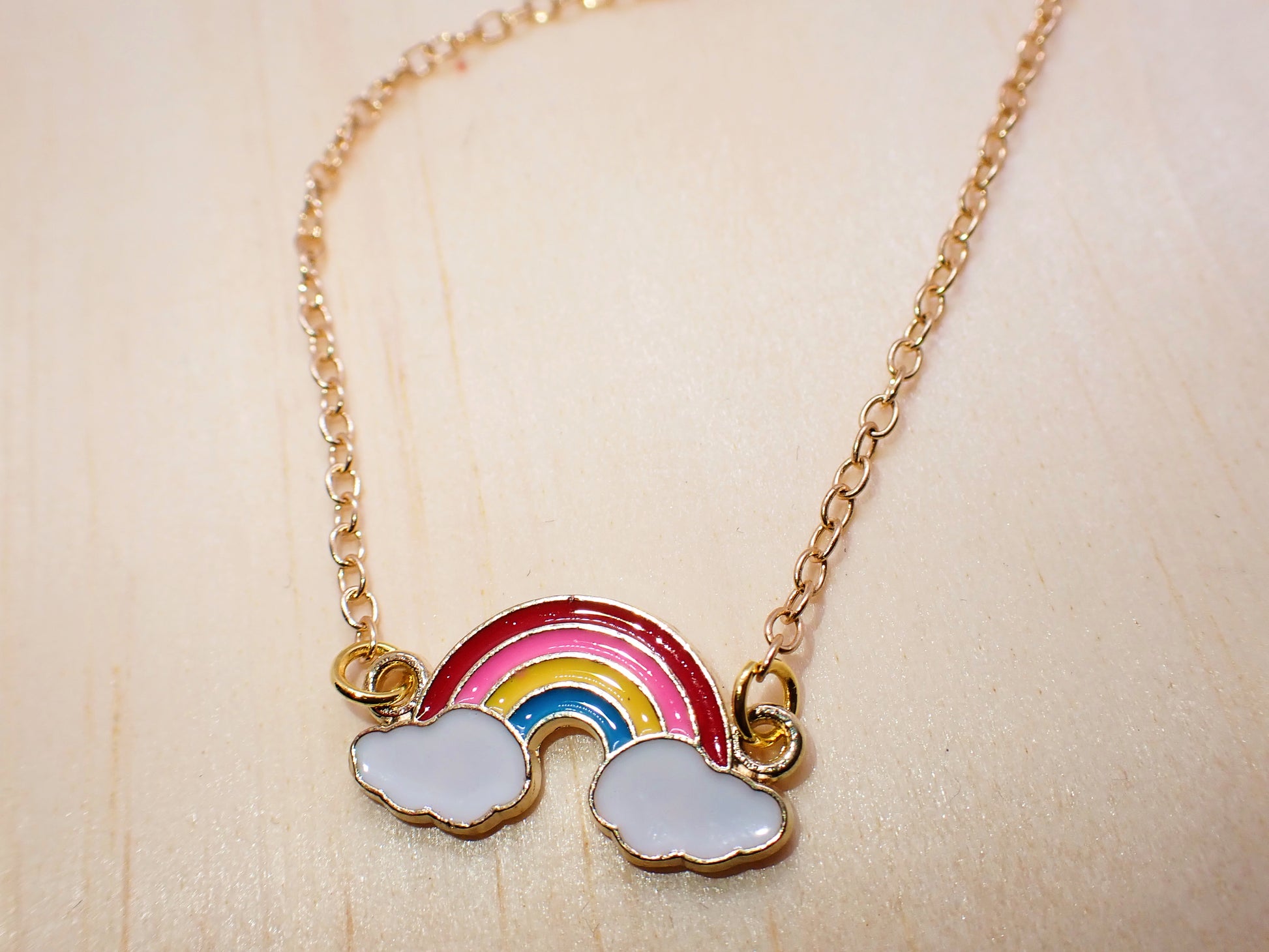 Gold Rainbow Pendant Necklace