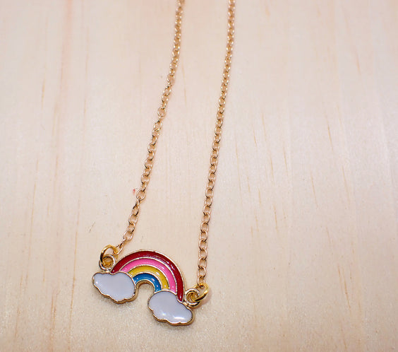 Gold Rainbow Pendant Necklace