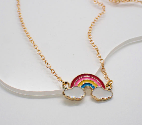 Gold Rainbow Pendant Necklace