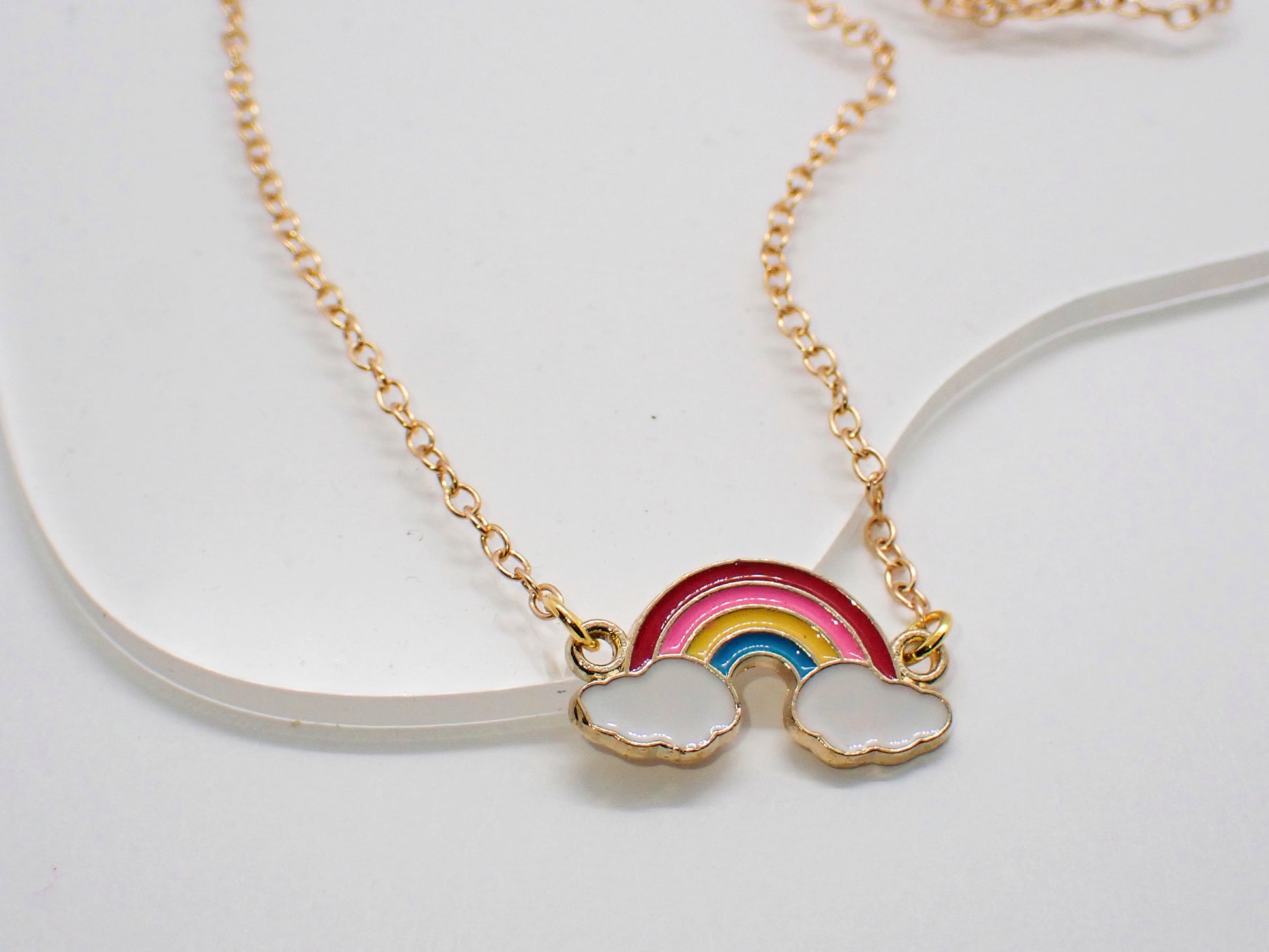 Gold Rainbow Pendant Necklace