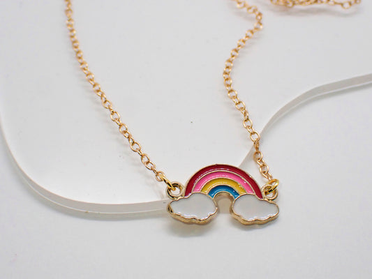 Gold Rainbow Pendant Necklace