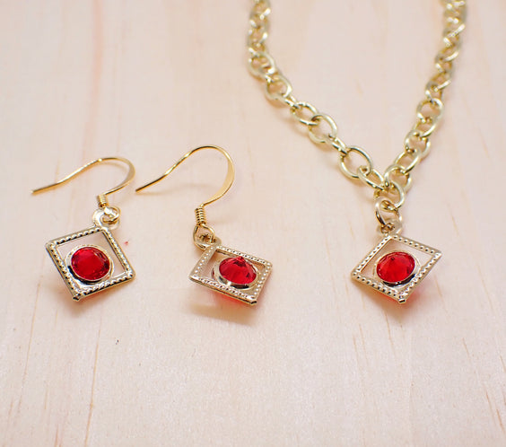 Rhinestone Necklace & Earrings Set