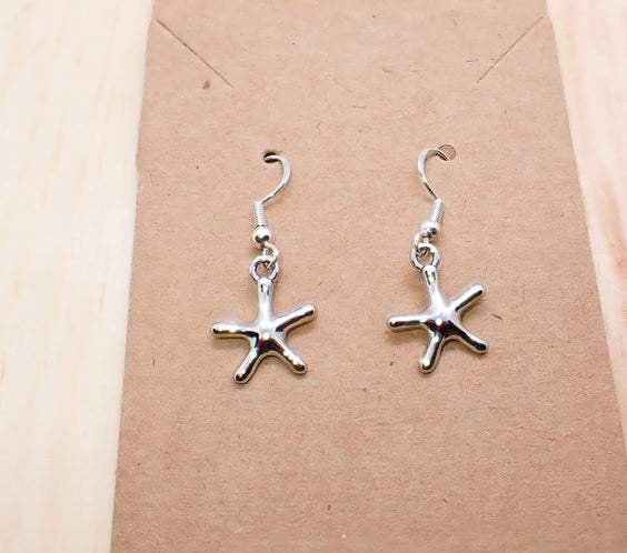 Silver Starfish Dangle Earrings