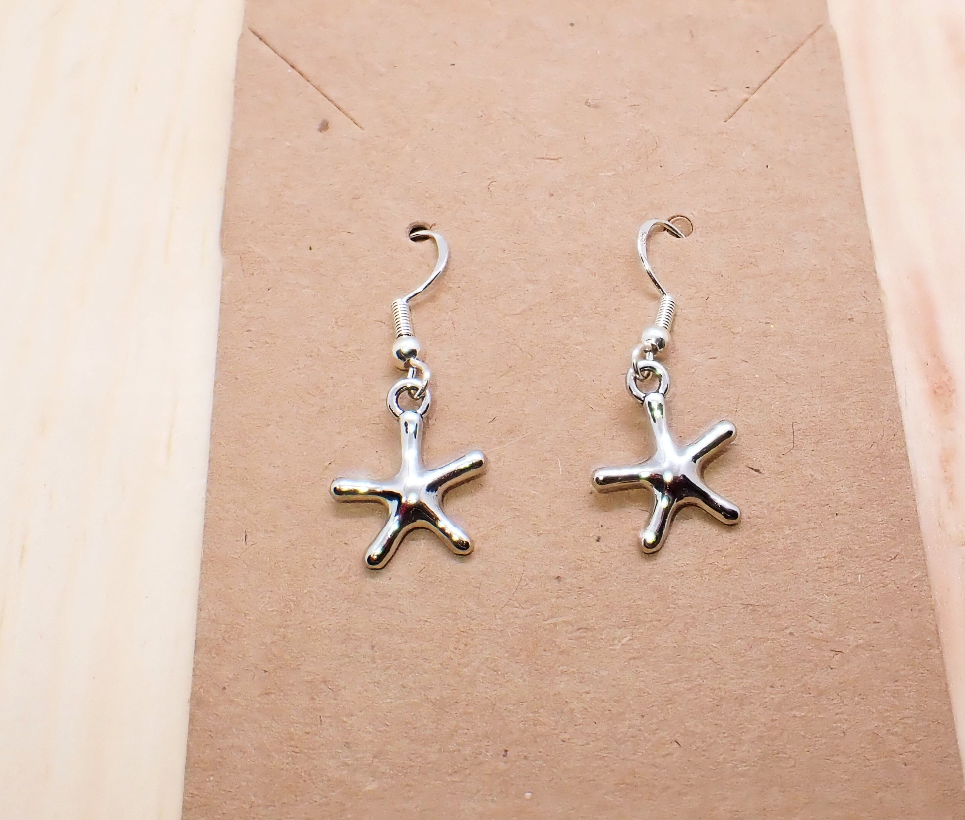 Silver Starfish Dangle Earrings