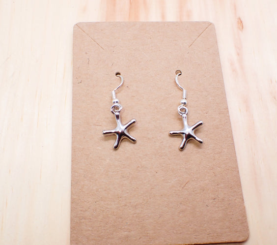 Silver Starfish Dangle Earrings