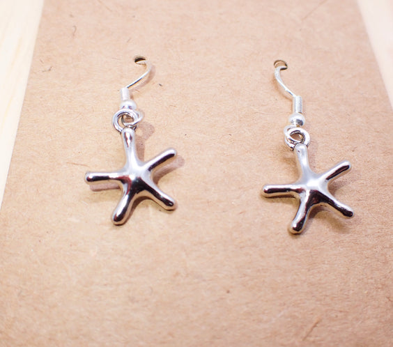 Silver Starfish Dangle Earrings