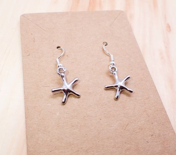 Silver Starfish Dangle Earrings