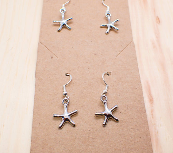 Silver Starfish Dangle Earrings