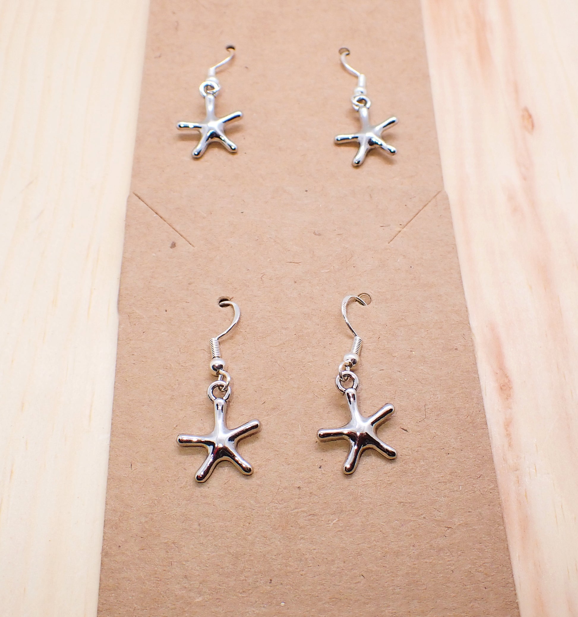 Silver Starfish Dangle Earrings