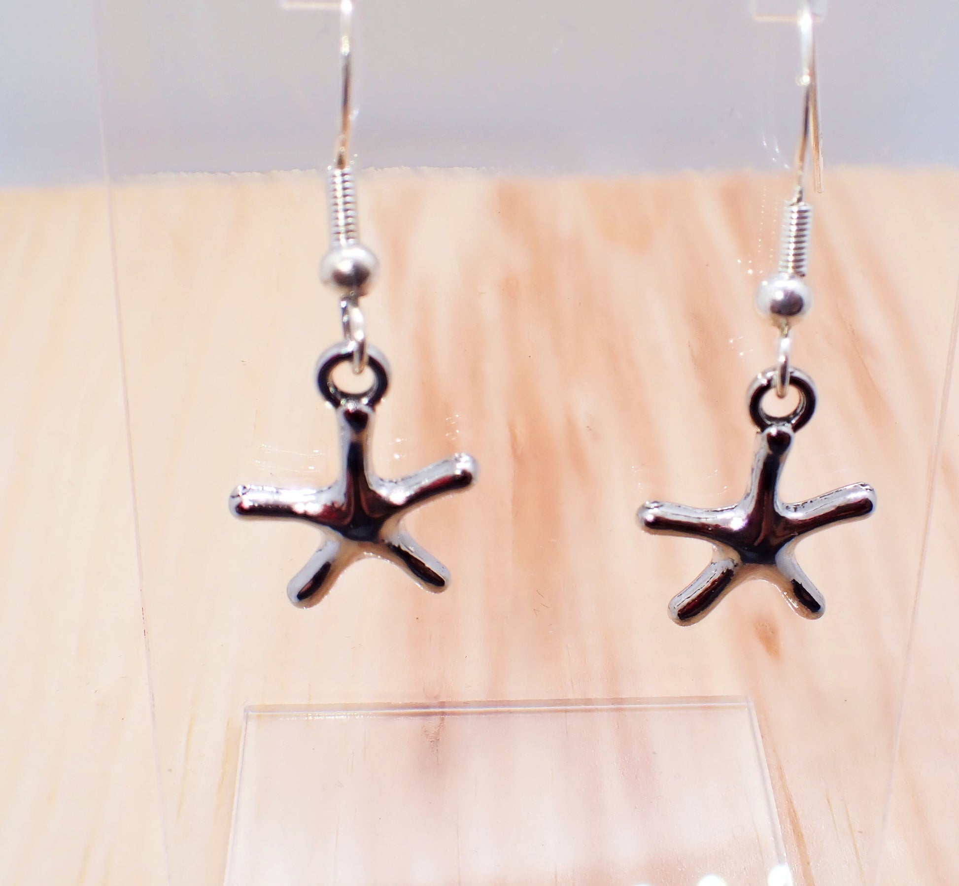 Silver Starfish Dangle Earrings