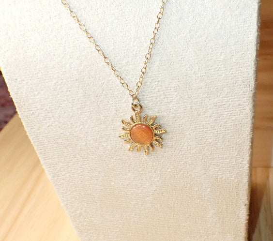 Dainty opal sun necklace