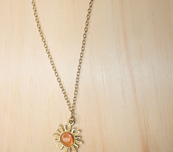 Dainty opal sun necklace