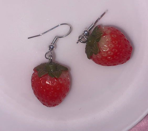 Dainty Strawberry Drop Earrings