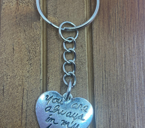 Engraved Heart shape Silver keychain