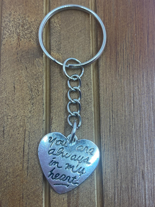 Engraved Heart shape Silver keychain