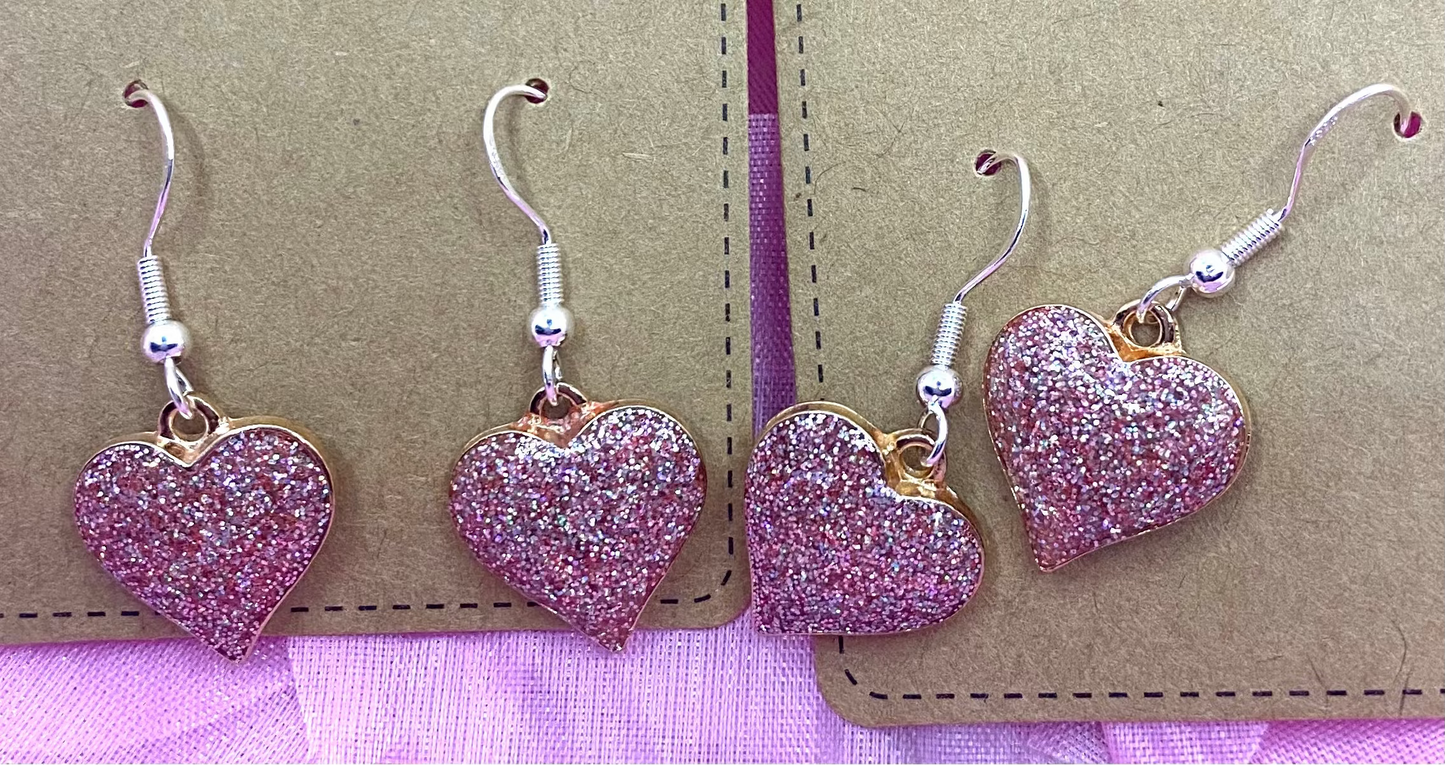 Glittery Heart Earrings