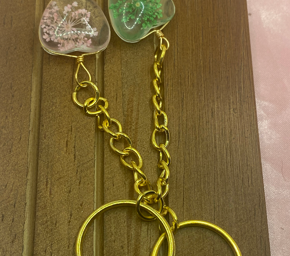 Glass Heart Shaped Gold Keychains