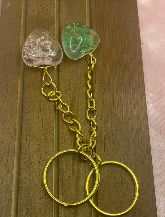 Glass Heart Shaped Gold Keychains