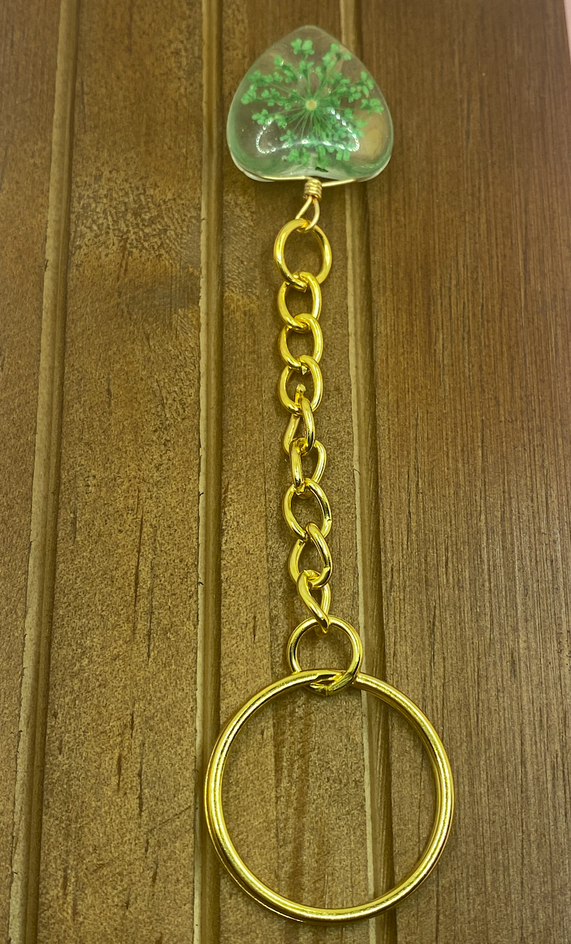 Glass Heart Shaped Gold Keychains
