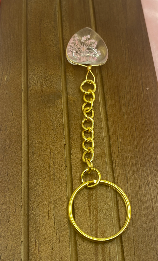 Glass Heart Shaped Gold Keychains