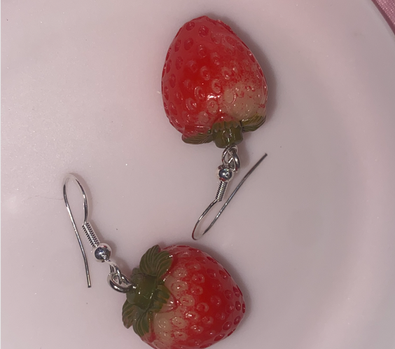 Dainty Strawberry Drop Earrings