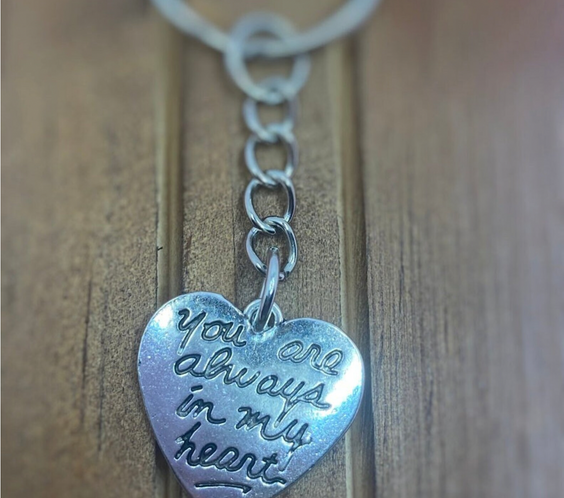 Engraved Heart shape Silver keychain